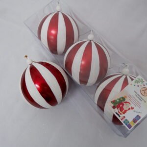 CHRISTMAS BALLS WHITE RED SILVER GLITTERED