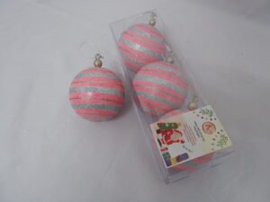 CHRISTMAS BALLS PINK SILVER