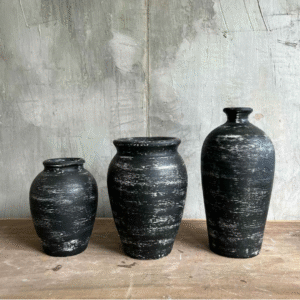 Terra Cotta Vases Distressed Black