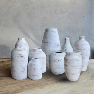 Terra Cotta Vases Distressed White