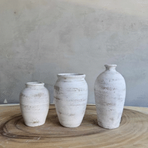 Terra Cotta Vases Distressed White