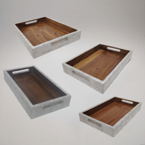 WD25019 Capiz Wooden Rectangle Tray