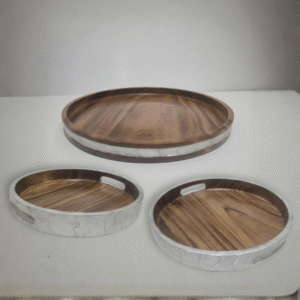 WD25023 Capiz Wooden Round Tray
